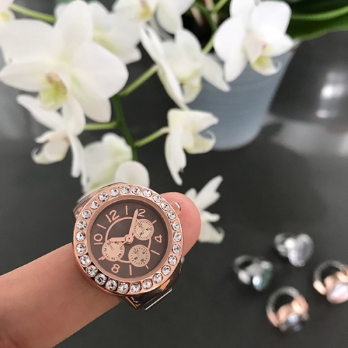 OROLOGIO-ANELLO CON CRISTALLI BROWN