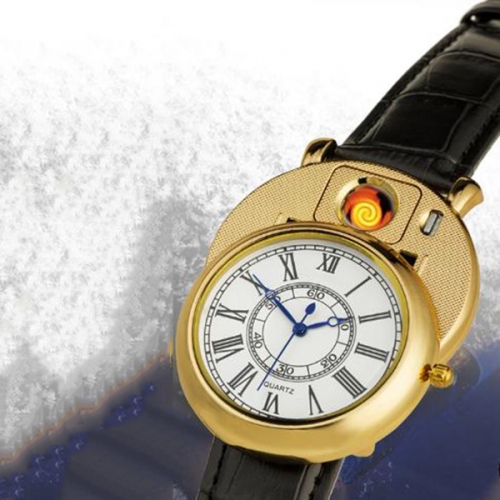 OROLOGIO DI LUSSO IN PELLE CON ACCENDINO USB  